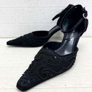 1393* NINE WESTna in waste to shoes shoes separate pumps high heel strap biju- black lady's 6.5M
