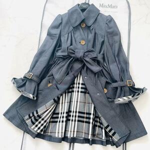 未使用級美品★BURBERRY★春にぴったり★デニムトレンチコート 金ボタン ノバチェック 38*M ワンピース BLUELABELバーバリーブルーレーベル