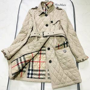 極美品★BURBERRY LONDON★春のキルティングトレンチコート メガチェック ベルト付 38 ベージュ バーバリーロンドン スプリングジャケットの画像1