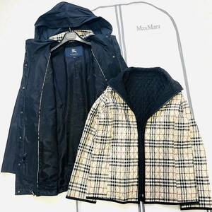 美品★大きいサイズL★BURBERRY LONDON★4way★春の軽量スプリングコート キルティングジャケット フードノバチェック バーバリーロンドン