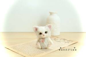 ＊maru＊羊毛フェルト　小さなテディベアの猫　ハンドメイド　ブライス　人形　
