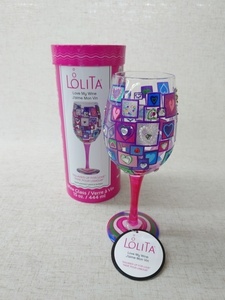 LOLITA ワイングラス 『SQUARED UP FOR LOVE』 444ml 高さ約22.5㎝ ※小傷、塗装ムラあり (管理番号：049102) 60