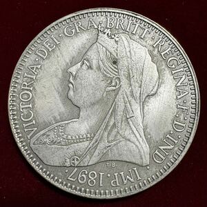 イギリス 硬貨 古銭 ヴィクトリア女王 1897年 クラウン イングランド スコットランド アイルランド 紋章 国花 コイン 外国古銭 海外硬貨 