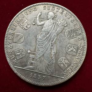 ドイツ 硬貨 古銭 フェルドヘルンハレ 1837年 バイエルン王国 ルートヴィヒ1世 「南ドイツ6州通貨同盟」記念 記念幣 コイン 銀貨 海外硬貨