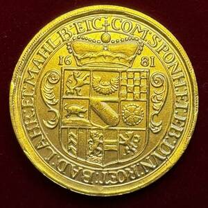 ドイツ 硬貨 古銭 クラフト 1681年 マーク 記念コイン ライオン 城 イノシシ クラウン コイン金貨 外国古銭 海外硬貨 