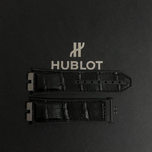 ほぼ新品49%OFF☆ HUBLOT ウブロ クロコダイル ワンクリック 45mm ウニコ UNICO ストラップ ベルト アリゲーター ラバー 定価99,000円 黒
