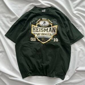 半袖Tシャツ 2011 Heisman Trophy ウィナーTシャツ メンズ XLサイズ 古着 グリーン 緑 送料込 オーバーサイズ プリント ビッグロゴ