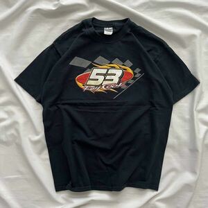 半袖 Tシャツ 両面プリント Tシャツ レーシング 車 Lサイズ ブラック 黒 US古着 送料込 ギルダン GILDAN 