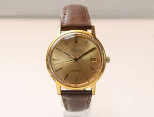 T11★1円★　中古品　OMEGA/オメガ　GENEVE(ジュネーブ)　金文字盤　166.0163　デイト 　メンズ腕時計　自動巻き　※非稼働品