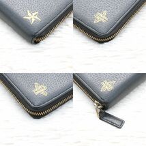 極美品 GUCCI グッチ アニマリエ ビー スター 長財布 ラウンドファスナー ジップ ブラック 黒 レザー 革 495062 ハチ メンズ ウォレット_画像6