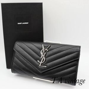 美品！サンローラン　パリ　Vステッチ　YSL 長財布　ブラックSAINT LAURENT