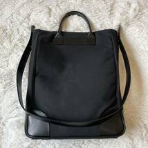 美品☆ エルメネジルド・ゼニア EZ by ZEGNA 2way トートバッグ　レザー　キャンバス　黒　ブラック　三陽商会　ビジネス　普段使い_画像4