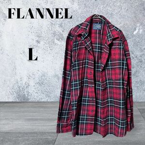 UNIQLO ユニクロ FLANNEL メンズ フランネルシャツ カジュアル チェック 赤系 レッド L