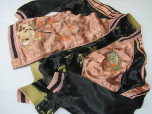 JAPANESE CLASSICSCRIPT花旅楽団　刺繍リバーシブルスカジャンピンク黒XXL ビッグサイズ