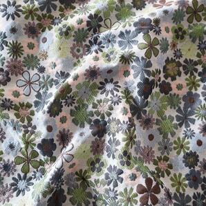 J13C ジャガード織り生地 花柄 かわいい 小花 グリーン ゴブラン織りの画像2