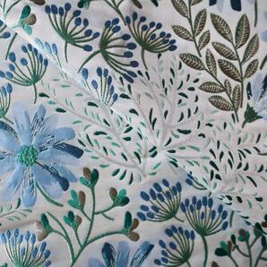 J40B ジャガード織り生地 マーガレット柄 花柄 ブルー 145×50cmの画像5