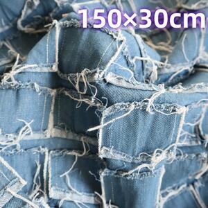 D27B авария Denim ткань карман узор голубой 150×30cm