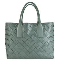 ボッテガヴェネタ BOTTEGA VENETA トートバッグ イントレチャート 629888 レザー グレー ハンドバッグ メンズ 中古_画像2