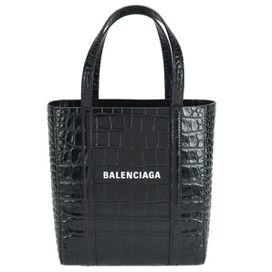 バレンシアガ BALENCIAGA エブリデイ トート XXS 2way ハンドバッグ 551815 クロコ型押し レザー ブラック 黒 ショルダー レディース 中古の画像2