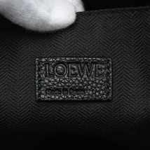 ロエベ LOEWE ミリタリー バックパック アナグラム B553J18X03 レザー ブラック 黒 シルバー金具 リュック デイパック メンズ 中古_画像6