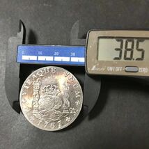 銀貨 1767年　8レアル　ピラーダラー銀貨　カルロス3世 スペイン領メキシコ 1円銀貨　貿易銀　古銭　硬貨　コイン　一円銀貨_画像3