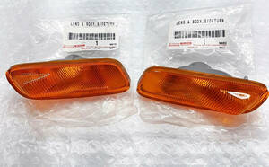 新品 トヨタ純正 JZZ30 ソアラ サイドウインカー 左右 サイドターンシグナルランプ レンズ JDM TOYOTA SOARER Side Turn Signal Lamp Lens