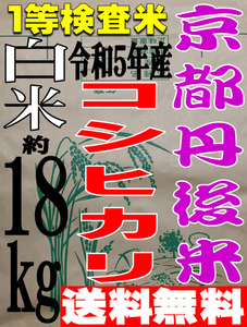 【送料無料 一等検査米】 令和5年度産 京都 丹後 コシヒカリ 白米 約18kg