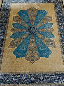 百貨店展示品　シルク100％ 最高峰225万ノット　イラン産　手織り 高級ペルシャ絨毯 148×223cm #3