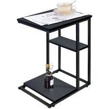 1円スタート OUTBROS サイドテーブル コ字型テーブル リビングサイドテーブル 調整可能アジャスター 組立簡単 ブラック D01534_画像1