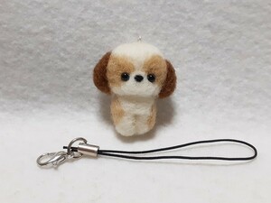 羊毛フェルト ハンドメイド 仔犬 シーズーちゃん ストラップ 