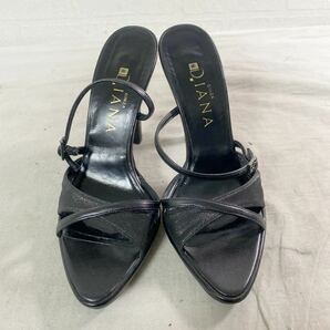 3856☆ DIANA ダイアナ シューズ 靴 パンプス オープントゥ ストラップ レディース 22.5 ブラック 日本製の画像5