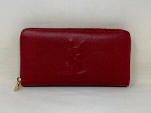 ◆YvesSaintLaurent イヴサンローラン 長財布 赤系 ウォレット 本体のみ 中古◆9814