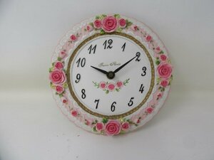 ◆Framhouse 掛け時計　バラ　薔薇　時計　ガーリー　ピンク系　中古◆9487★