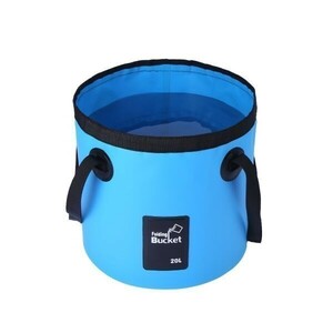 [ new goods / blue 3] bucket bucket folding type portable camp outdoor fishing outdoors playing in water travel disaster light blue 20L