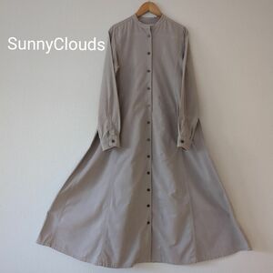 フェリシモ SunnyClouds 前開ロングワンピース Aラインスタンドカラー