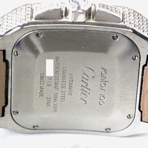 美品 カルティエ サントス100 XL クロノグラフ メンズ 自動巻 時計 ダイヤモンド アフター 575の画像8
