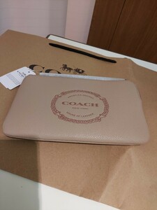 １円スタート！ 新品 コーチ ヘリテージ ラージ コーナー ジップ リストレット　ポーチ 正規品 小物入れ バッグCOACH CM242