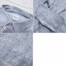 ★ARMANI COLLEZIONI/アルマーニコレツィオーニ 長袖リネンシャツ メンズL/ライトブルー×ネイビー系/麻100%&1283000095_画像5