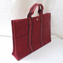 ★HERMES/エルメス フールトゥMM トートバッグ/ボルドー/コットンキャンバス/A4対応/フランス製&1966800018_画像2