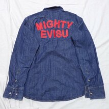 ★EVISU/エヴィス デニム 長袖ウエスタンシャツ 40/メンズM～L相当/インディゴ/ロゴ刺繍/コットン100%&0334700158_画像2