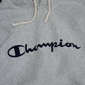 ★Champion/チャンピオン プルオーバーパーカー メンズL/杢グレー/ロゴプリント/ワッペン/コットン/裏起毛/フーディー&0334700156の画像4