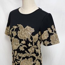 ★TADASHI SHOJI/タダシショージ 半袖レースワンピース 4/M相当/膝上丈/ブラック×ゴールド&0216600068_画像3