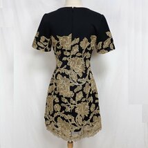 ★TADASHI SHOJI/タダシショージ 半袖レースワンピース 4/M相当/膝上丈/ブラック×ゴールド&0216600068_画像2