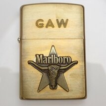 ★1円 未着火品 Zippo/ジッポー マルボロ ロングホーン スター オイルライター/アンティークゴールド/1991年製/GAW/箱付き&1844600017_画像2