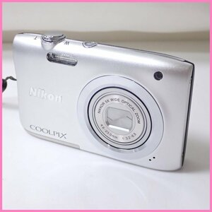 ★Nikon/ニコン COOLPIX A100 コンパクトデジタルカメラ/シルバー/2005万画素/ストラップ付き/ジャンク扱い&1932000191