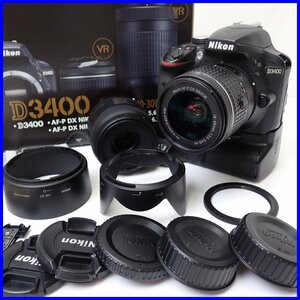 ★Nikon/ニコン D3400 一眼レフカメラ + レンズ 2本セット/AF-P DX Micro NIKKOR 40mm F2.8G 他/付属品多数/ジャンク扱い&1938900596