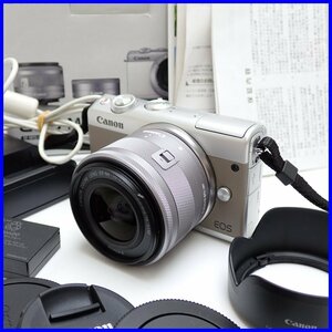 ★Canon/キヤノン EOS M100 ミラーレスカメラ + EF-M 15-45mm F3.5-6.3 IS STM レンズ セット/グレー/付属品多数/ジャンク扱い&1938900652