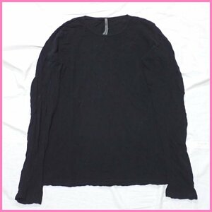 ★未使用 カズユキクマガイ 長袖Tシャツ 3/メンズS相当/ブラック/シワ加工/コットン100%/タグ付き/ロンT/アタッチメント&1321500050