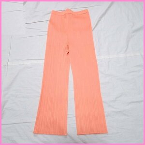 ★美品 PLEATS PLEASE/プリーツプリーズ パンツ 5/レディースM相当/オレンジ系/ウエストゴム/ストレッチ/イッセイミヤケ&1851600039