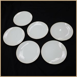 ★未使用 Noritake/オールドノリタケ RC印 21cmプレート 6枚セット/ホワイト×ゴールド/金彩/陶磁器/中皿&1970400002